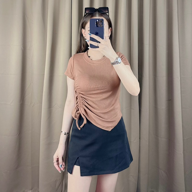 Scrunch rib top | atasan rib kerut