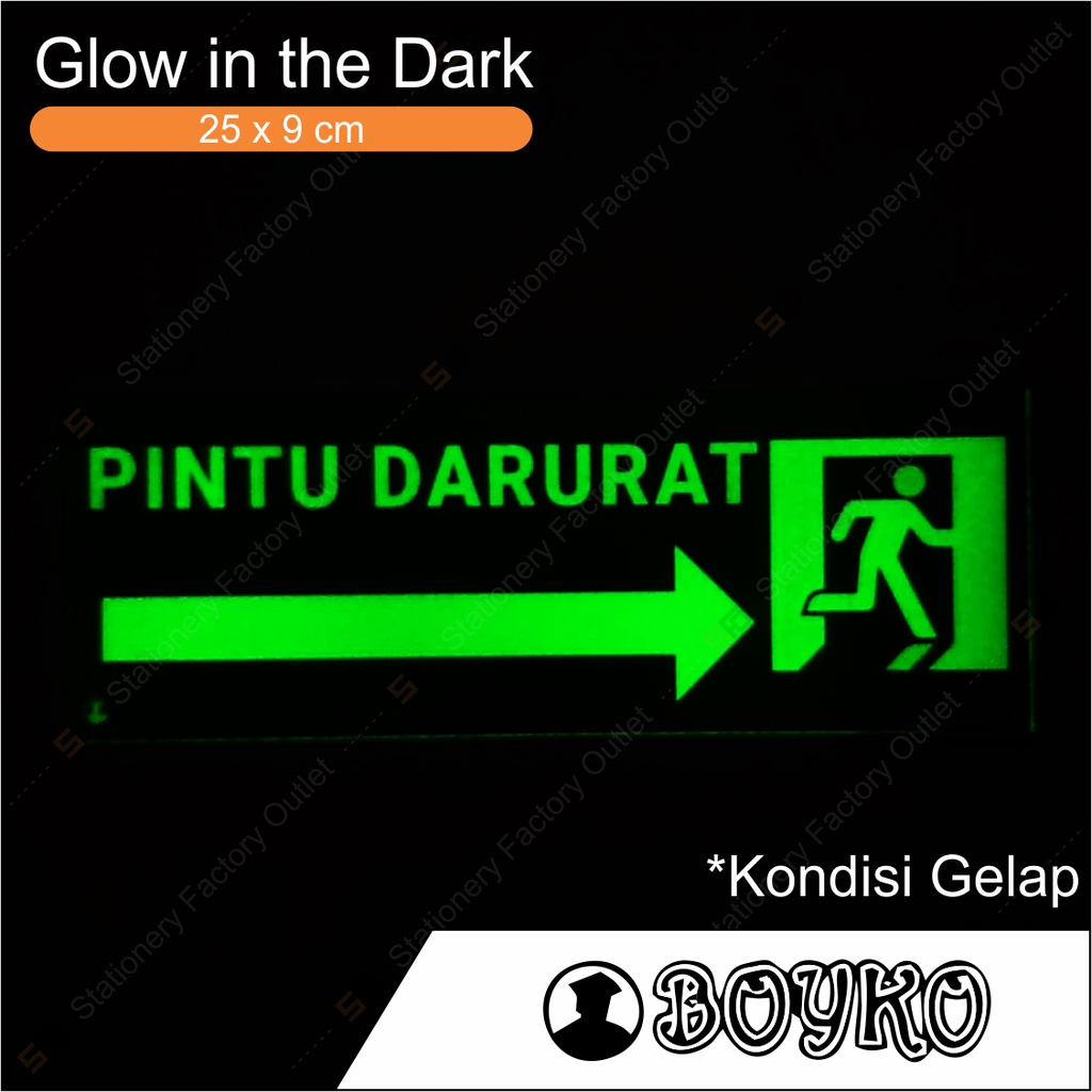 

Aklrilik Pintu Darurat - Glow in The Dark - Acrylic Sign Fosfor Standard 25cm x 9cm - SFO Semarang Official