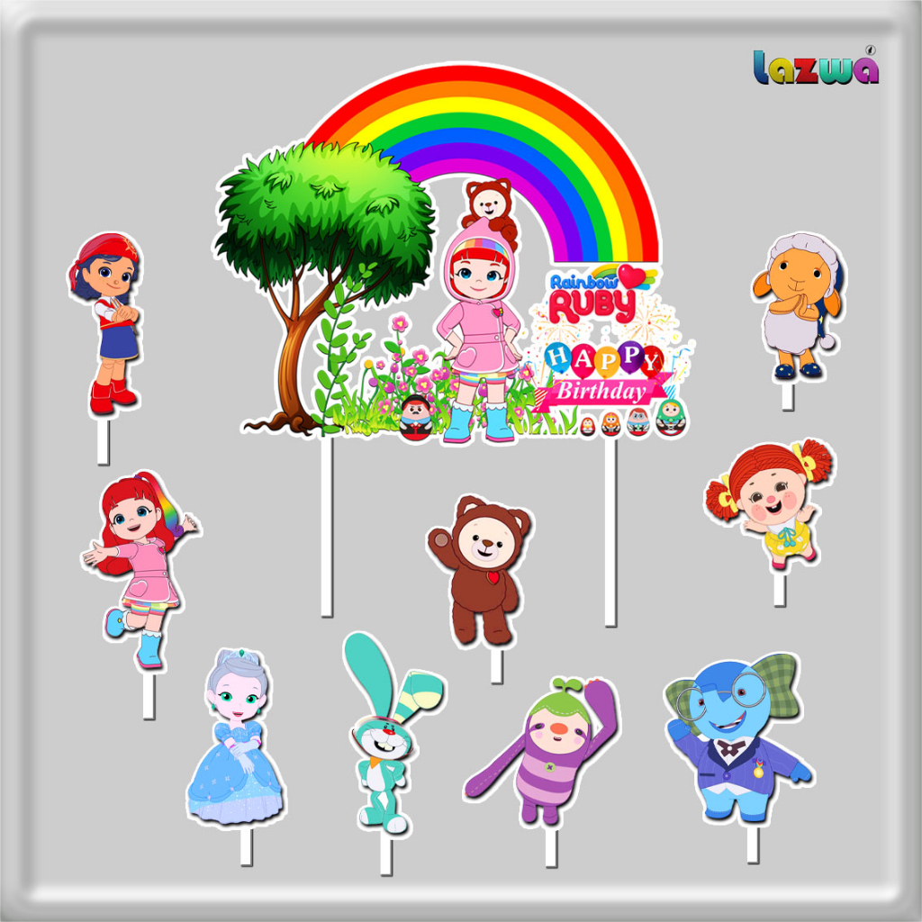 Topper Cake Ruby Rainbow Happy Birthday