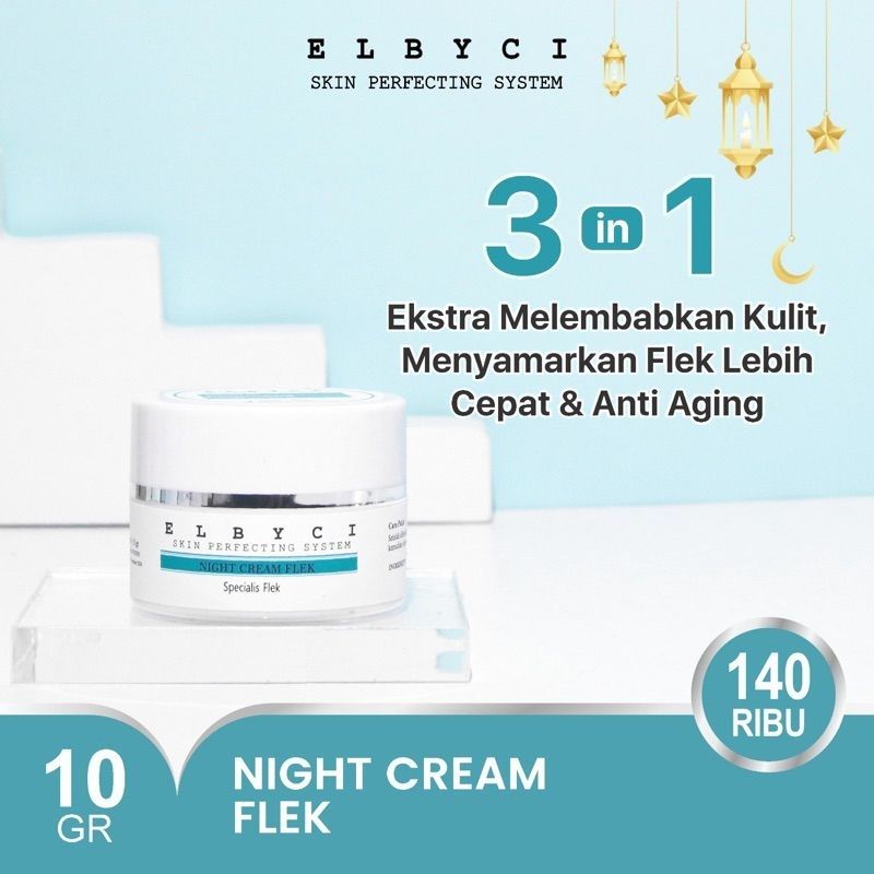 ELBYCI NIGHT CREAM FLEK Skincare Paerawatan  Kulit wajah Flek BPOM