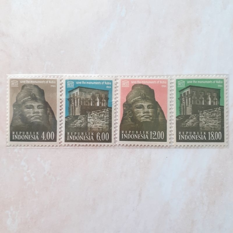 

(A) Perangko Indonesia Selamatkan Monumen Nubia Tahun 1964 set lengkap 4pcs