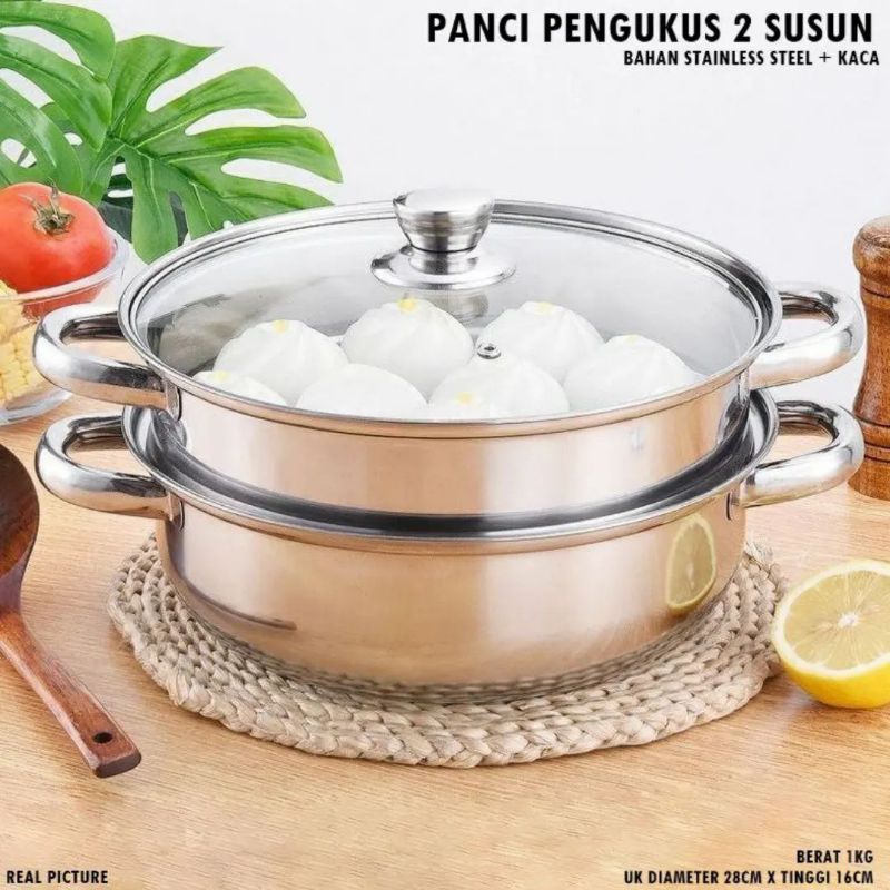panci kukus 2 susun panci steamer 2 susun stainlees panci kukus