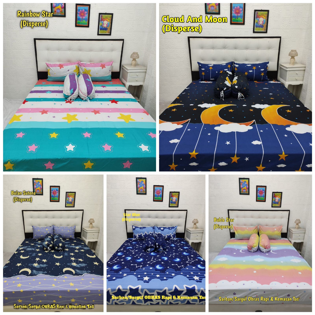 SPREI BULAN BINTANG STAR SPREI KUNING HOMEMADE