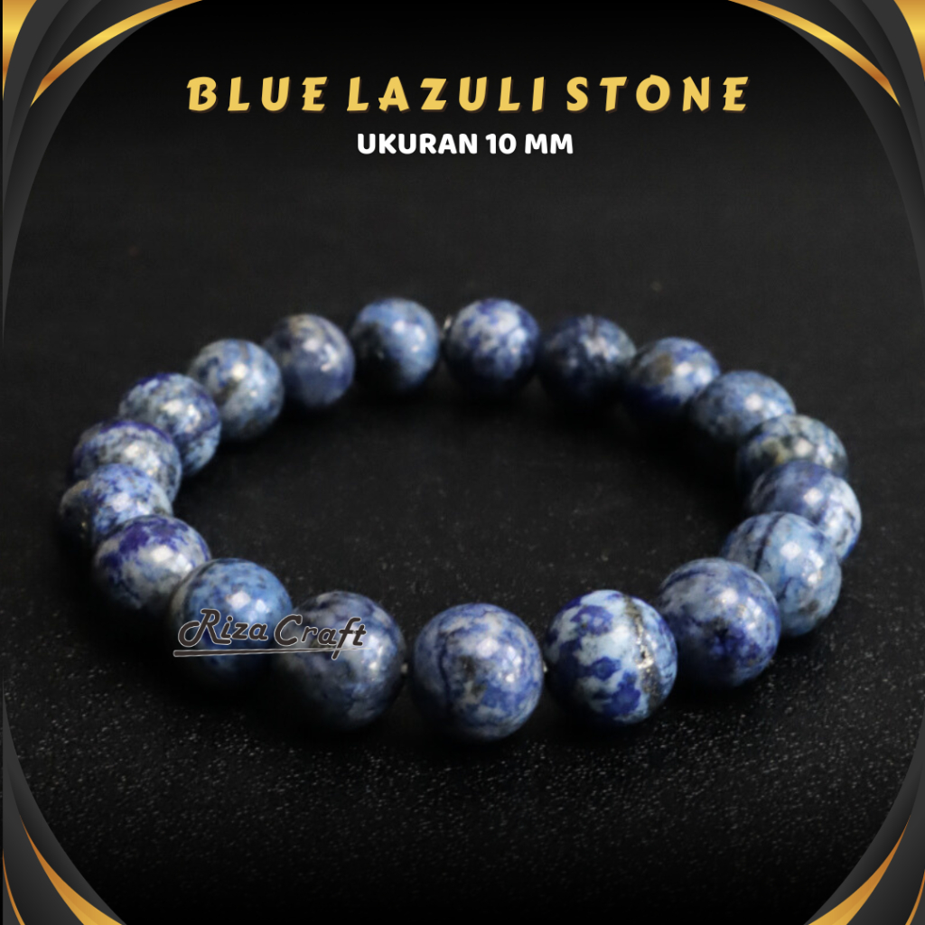 Gelang Batu Akik Lapis Lazuli Biru ASLI Alam NATURAL untuk Pria Wanita Cowok Cewek Unik Keren Bagus