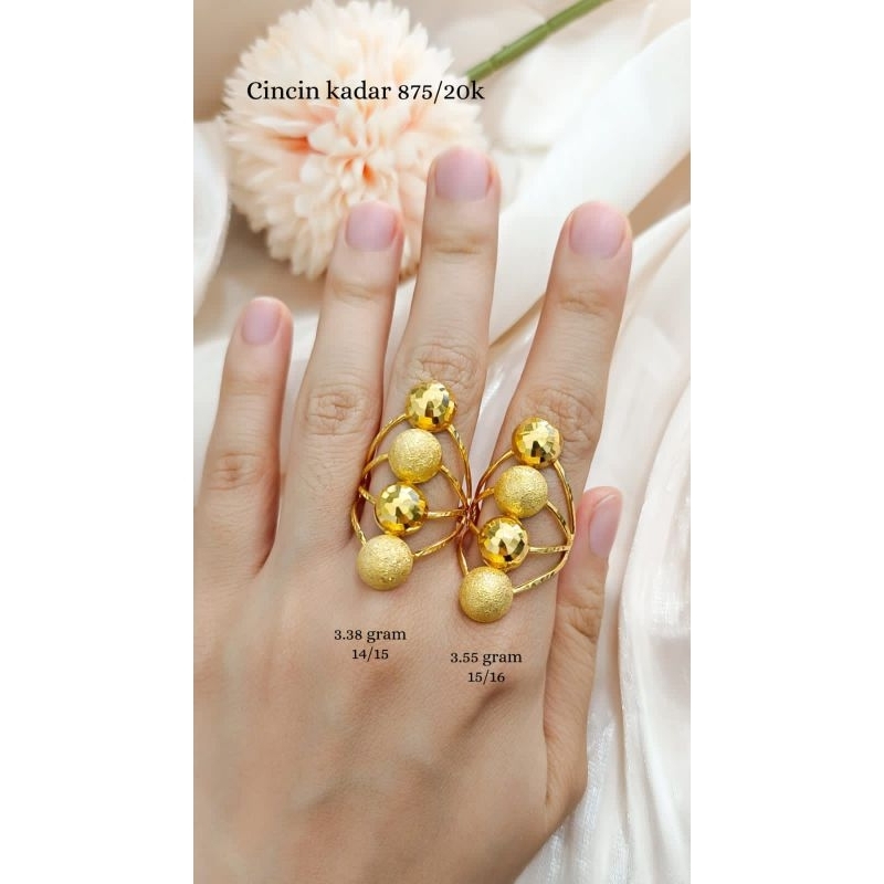 Cincin Bola Pasir Susun Koleksi Josean Elegant Emas Asli