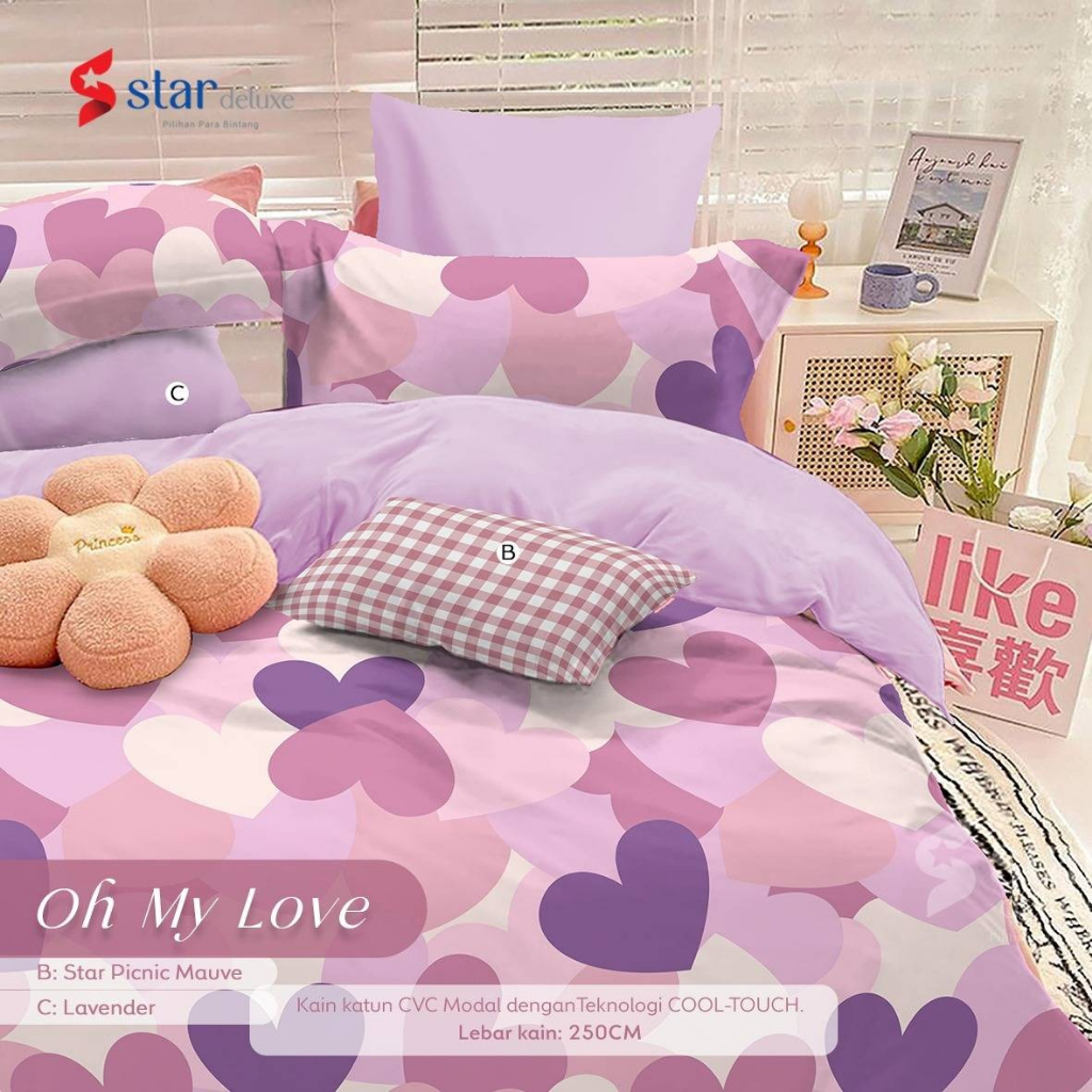 Bedcover Set Motif Oh My Love Bahan Katun Premium Quality bedcover sprei aesthetic motif bunga daun 
