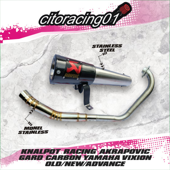 KNALPOT RACING AKRAPOVIC GARD CARBON YAMAHA VIXION OLD/NEW/ADVANCE MURAH