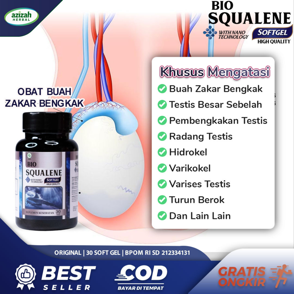 Obat Buah Zakar Bengkak Sebalah Kanan Kiri Varikokel Hidrokel Varises
Testis Orchitis Benjolan Di Kantung Buah Zakar Bio Squalene Softgel
Original