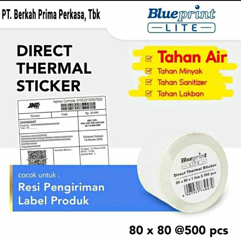 

STIKER BARCODE BLUE PRINT 80X80 / DIRECT THERMAL STIKER