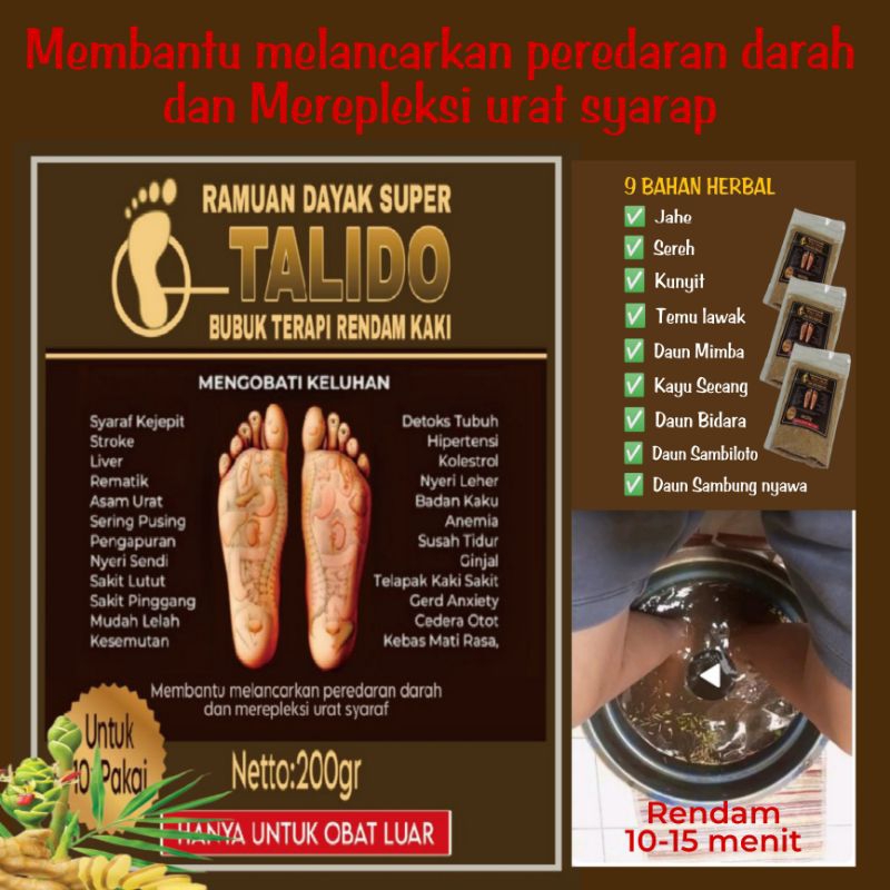 Ramuan Dayak TALIDO isi200 gram#Ramuan rendam kaki dayak