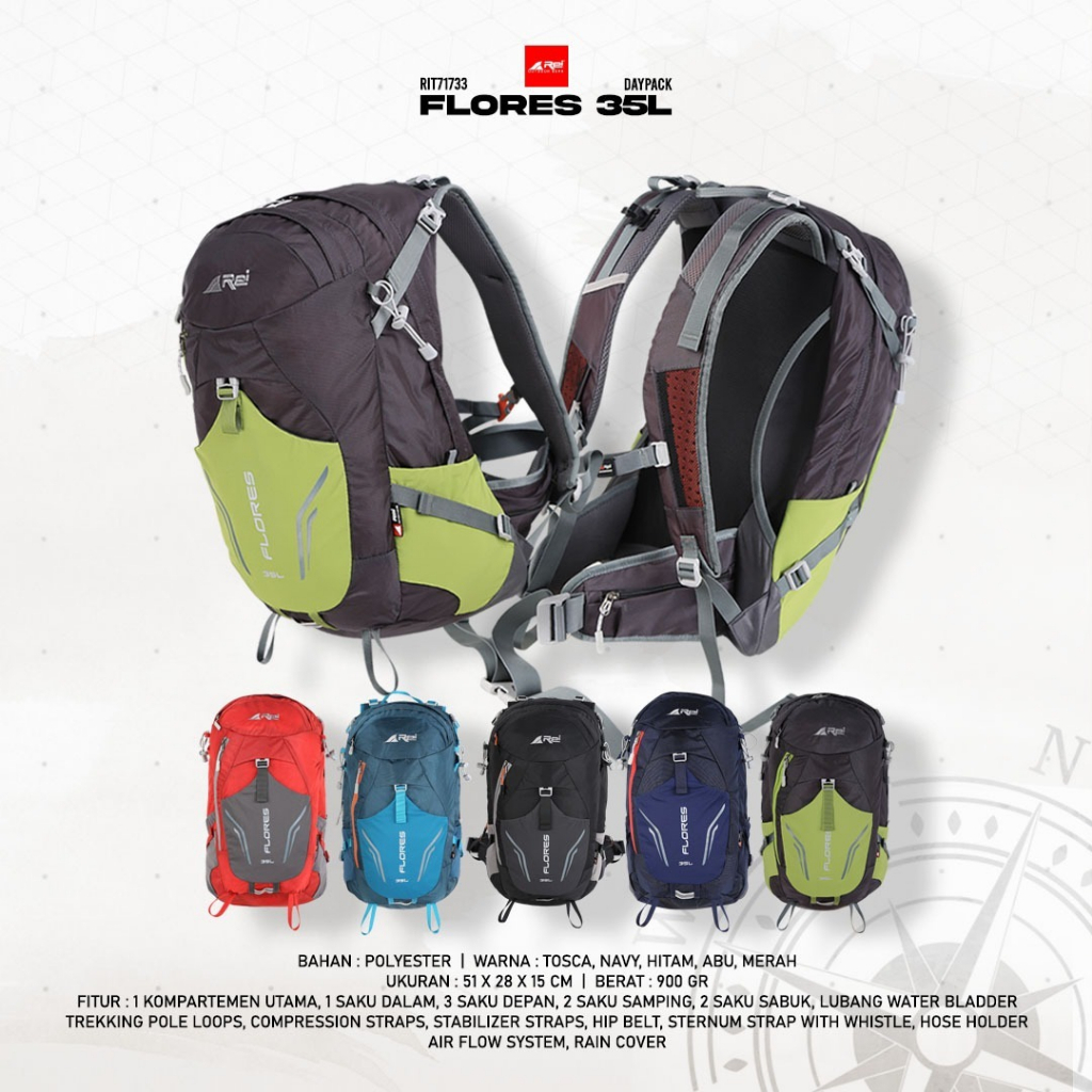 Tas Ransel Pria atau Daypack Flores 35 Liter Arei Outdoorgear