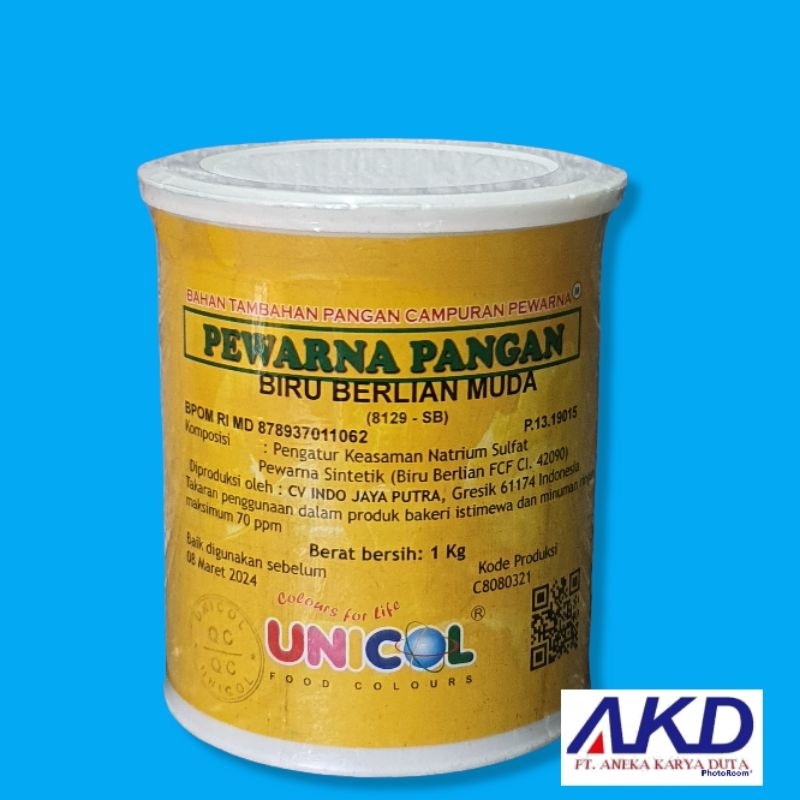 

Pewarna Makanan Bubuk (Powder) / Gincu Biru Berlian Muda 8129- SB 1 Kg - UNICOL