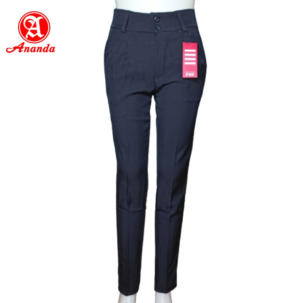Celana Kerja/Kantor Wanita PDF | Celana Panjang Wanita Dewasa Pdf Stretch Hitam Pinggang Biasa M-XL