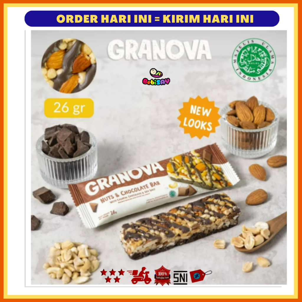 

BEBISAY Cemilan Sehat Snack Bar Granova Snack Anak Sehat Nuts & Seeds Nuts & Chocolate Bar Peanut Butter & Berry
