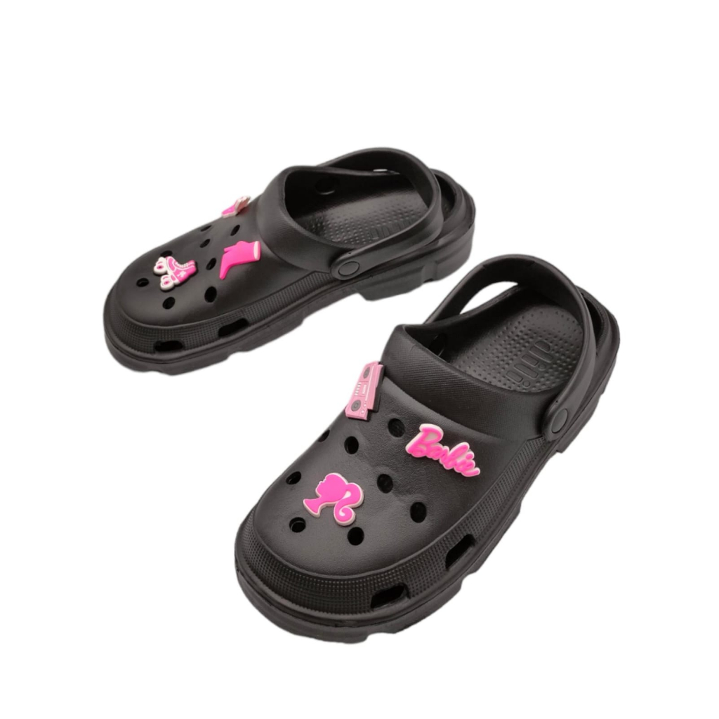 Sandal Baim Barbie Wanita Dewasa Sepatu Sandal Kodok Motif Barbie Terbaru Sandal Crocs Barbie SIze 37-40