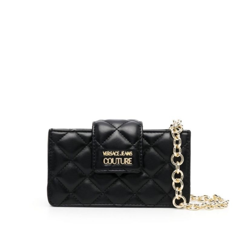 Versace Jeans Couture Mini Quilted Crossbody Bag In Black

