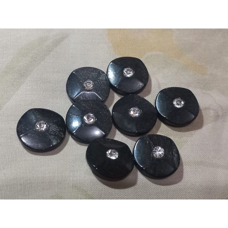 Kancing Baju Jas Wanita Import Hitam Berlian Isi 12pcs