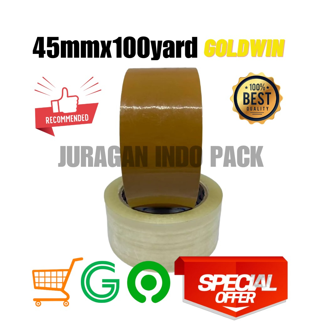 

lakban bening 45mm x 100 yard 90 yard 70 yard isolasi merek goldwin tape ekonomis