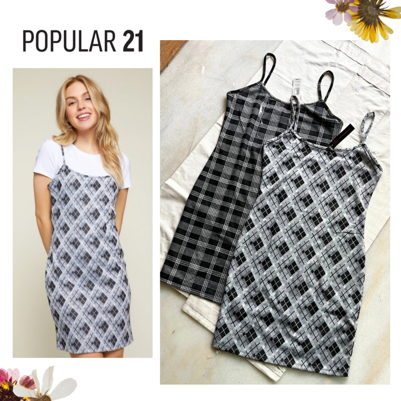 POPULAR21 Plaid Dress | Cami Dress -223