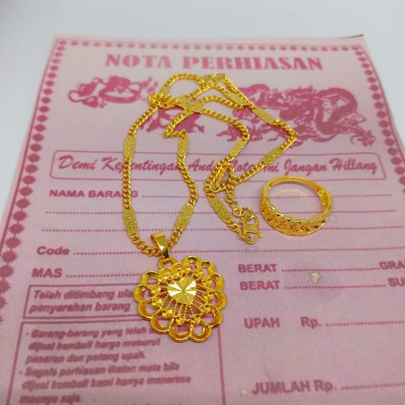 Kalung rantai plat Free liontin love bunga free Cincin emas muda kadar 88.9,Kalung perhiasan berlapi