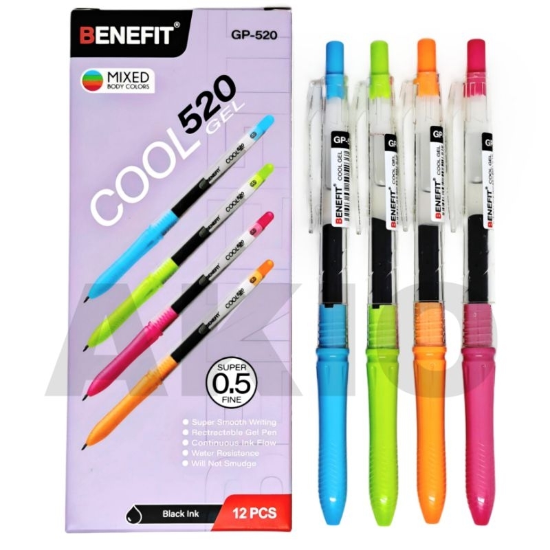 

Bolpoin Mekanik Gel Cetekan BENEFIT 0.5 mm COOL GP-520 Hitam Mixed Body Colors Berkualitas Pulpen Ballpoint Bolpen Pena Mirip Seperti KOKORO Zebra