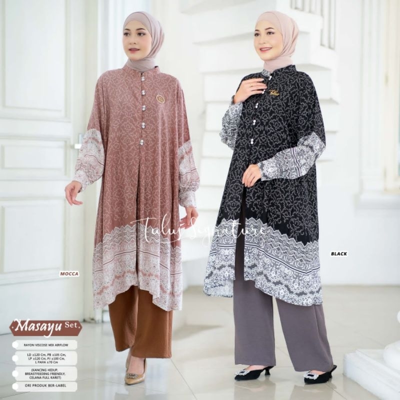 MASAYU SET // SETELAN BAJU WANITA // PAKAIAN MUSLIM WANITA ONESET // RAYON VISCOSE MIX AIRFLOW LD 12