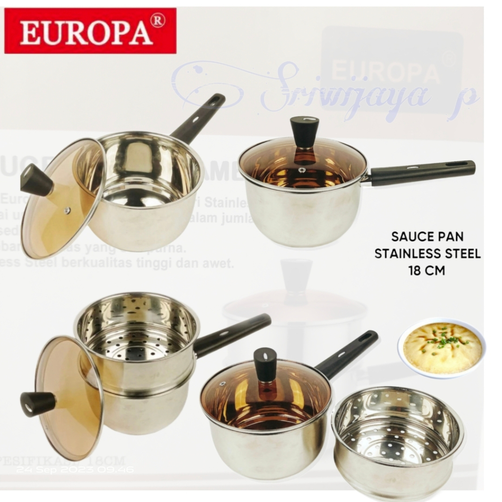 EUROPA SAUCE PAN STAINLESS 18 CM | SAUCE PAN STEMER STAINLESS TEBAL 18 CM