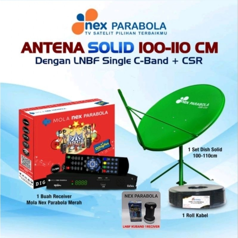 1 set dish 100-110cm nex merah parabola kuband