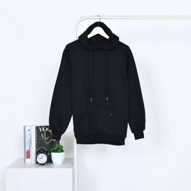 Hoodie Polos PREMIUM "HITAM" FLECEE TEBAL 280