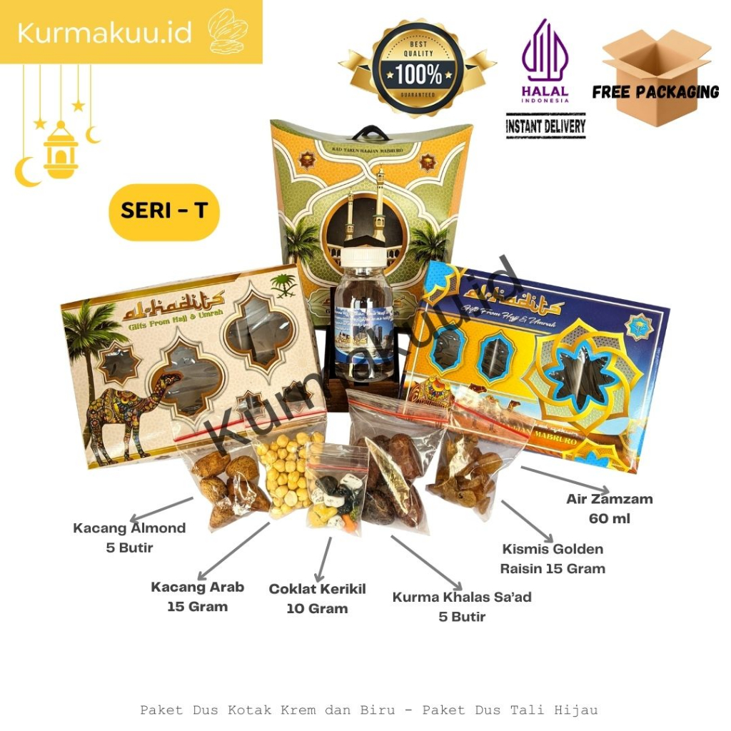 

Paket lengkap Oleh Oleh Haji dan Umroh (Seri-T&U) Souvenir Haji dan Umroh Kacang Almonf + Coklat Kerikil
