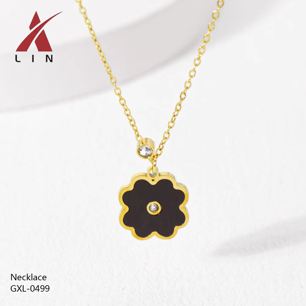 LIN Jewelry Kalung Titanium 0499 Permata Perhiasan Wanita