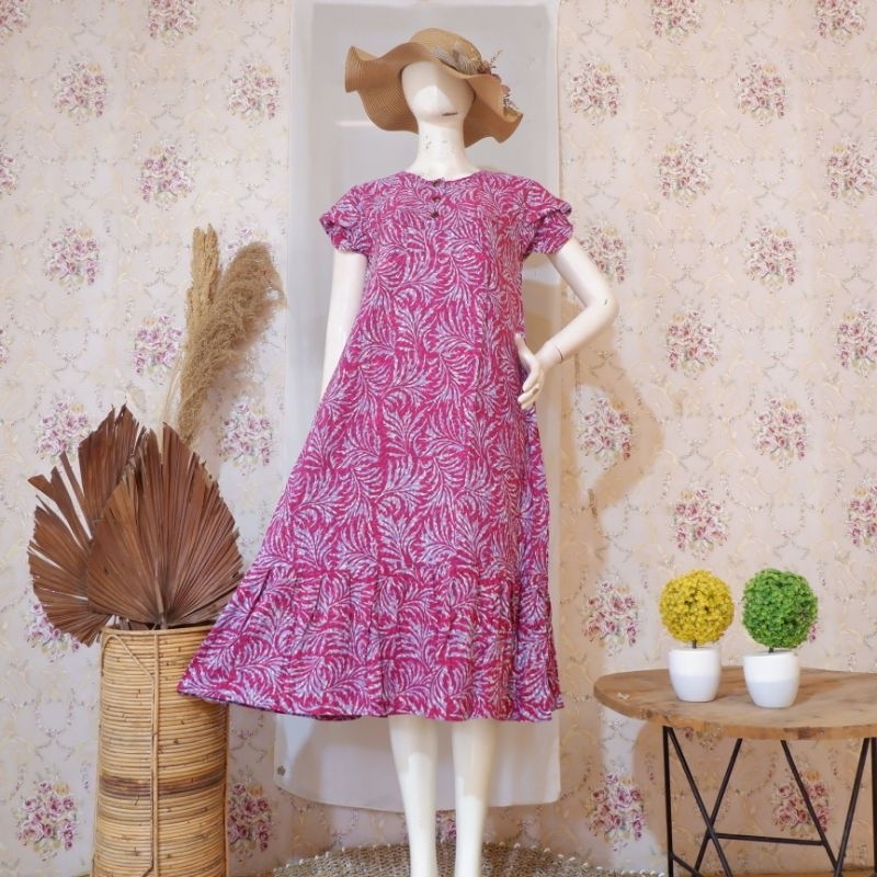 Daster Qonita Batik Rosmalia Susun Kancing Hls