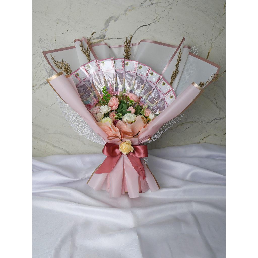 Buket Bunga Uang Money Bucket Asli / Mainan Wisuda Kado GIFT VALENTINE ULTAH BIRTHDAY ANNIVERSARY