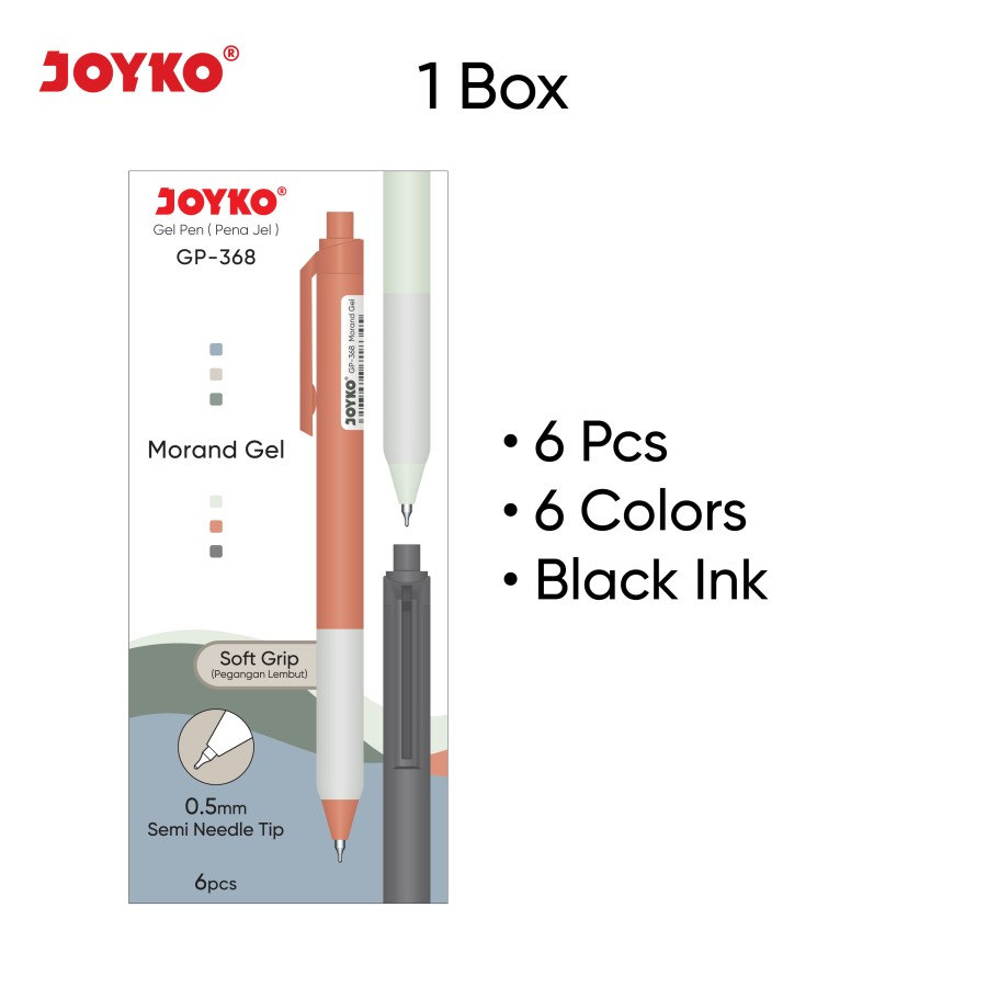 

1 BXS / 6 PCS Gel Pen Pulpen Pena Joyko GP-368 Morand Gel 0.5 mm