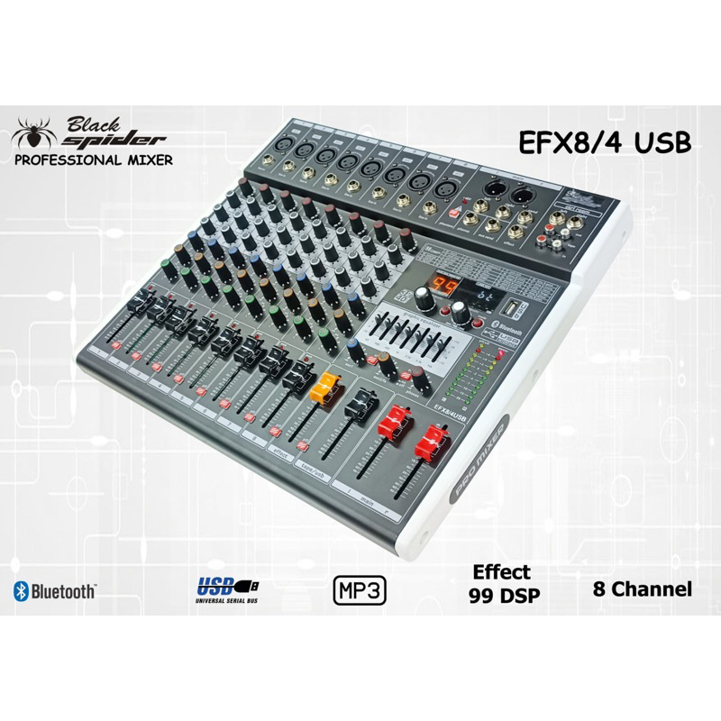 Blackspider Mixer 8 channel Black Spider Mixer 8 ch Mixer BlackSpider EFX8/4USB Mixer Black spider E