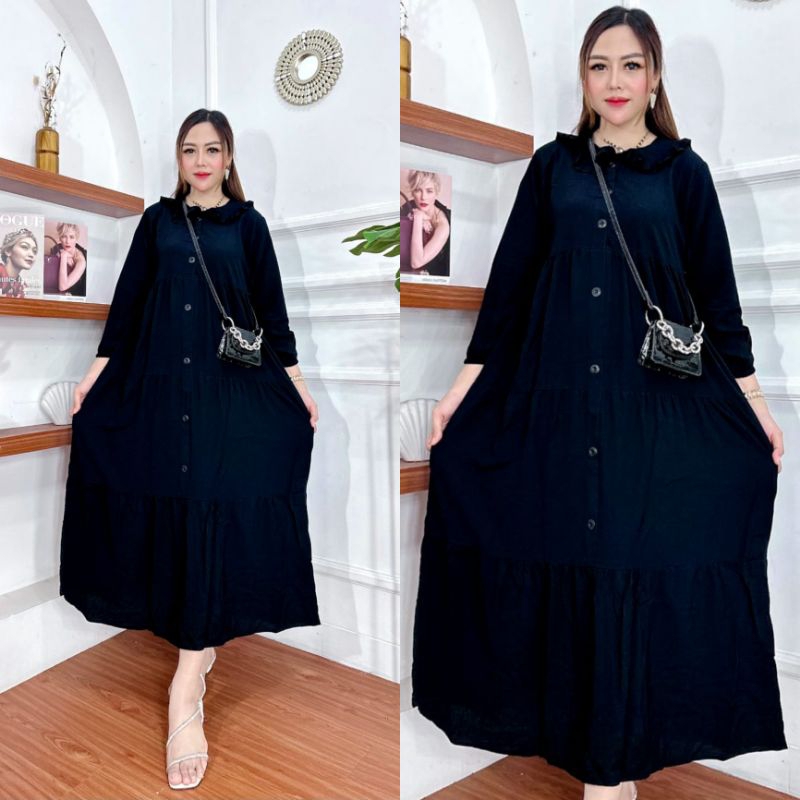 GAMIS SUSUN POLOS RAYON PREMIUM MODEL KANCING DEPAN BUSUI LD 110