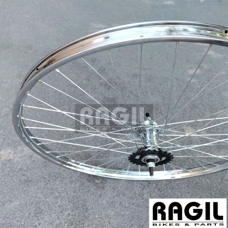 WHEELSET SEPEDA 26 JENGKI ARAYA TORPEDO BELAKANG 26 x 1 3/8 BESI CHROME LUBANG 40 26x1 3/8 VELG RIM 