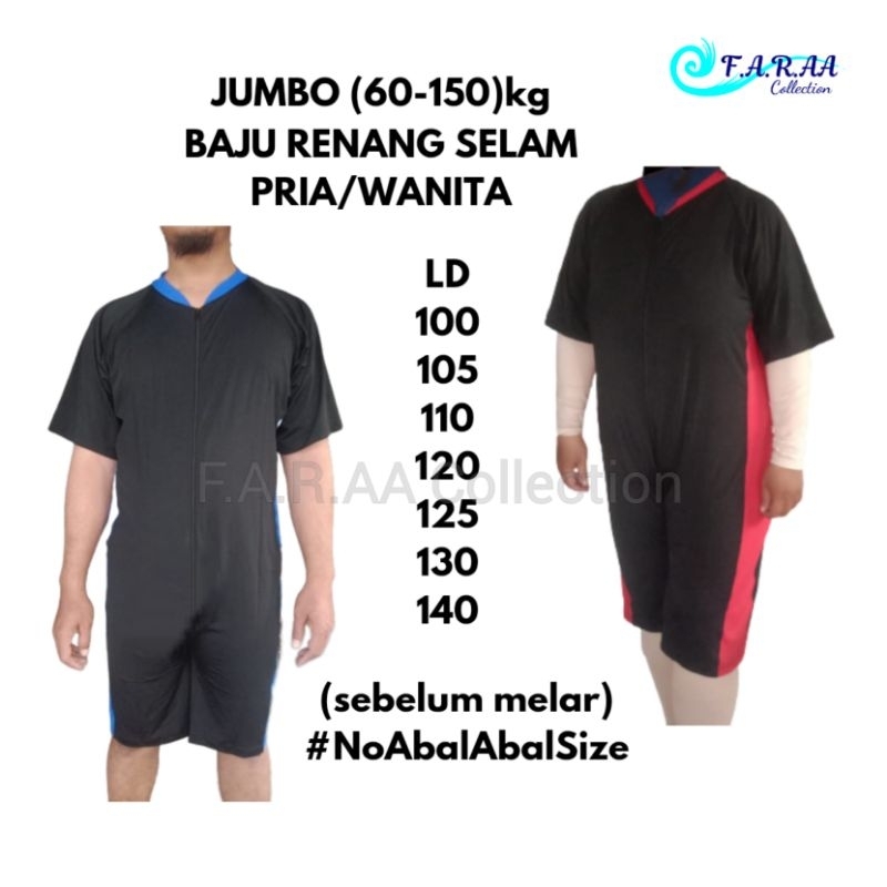 JUMBO (60-150kg) Baju Renang Selam/Diving Bigsize LD 140 130 120 110 100 XL 3XL 4XL 6XL 7XL UNISEX L