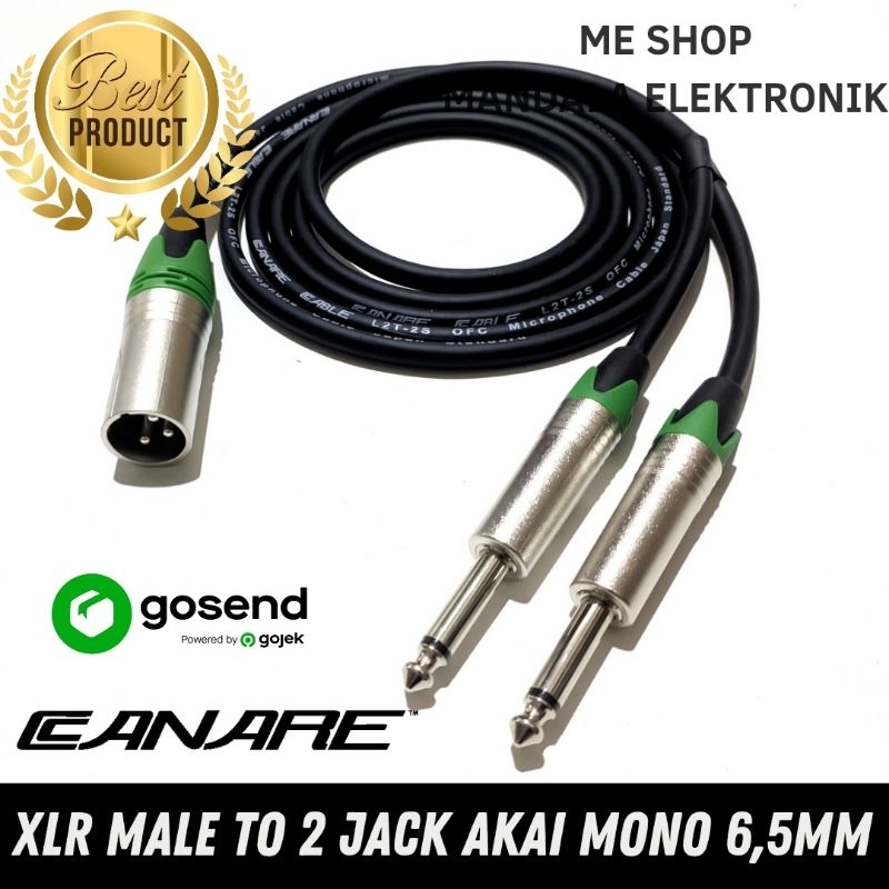 Kabel Mixer Xlr Male 3pin To 2 Jack Akai Mono 6,5mm