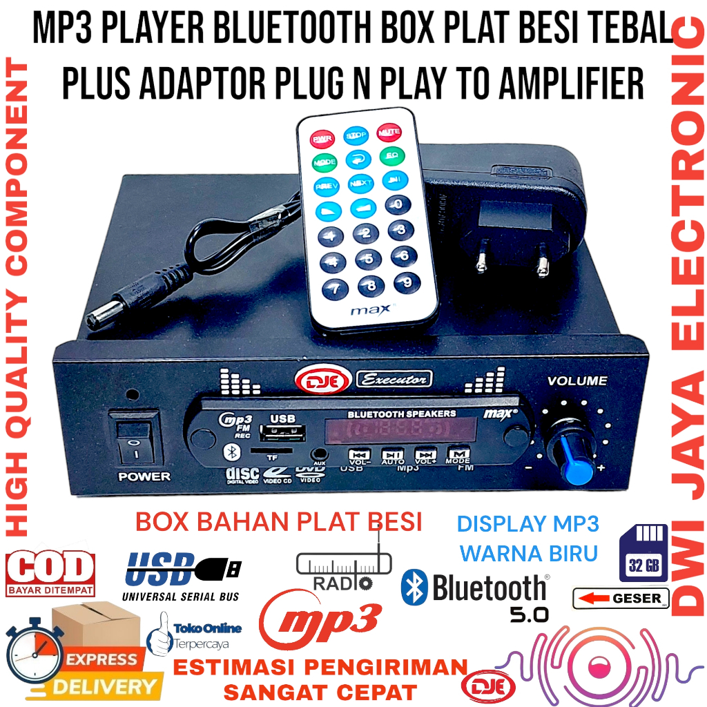 mp3 bluetooth usb radio free adaptor+remot control box plat besi