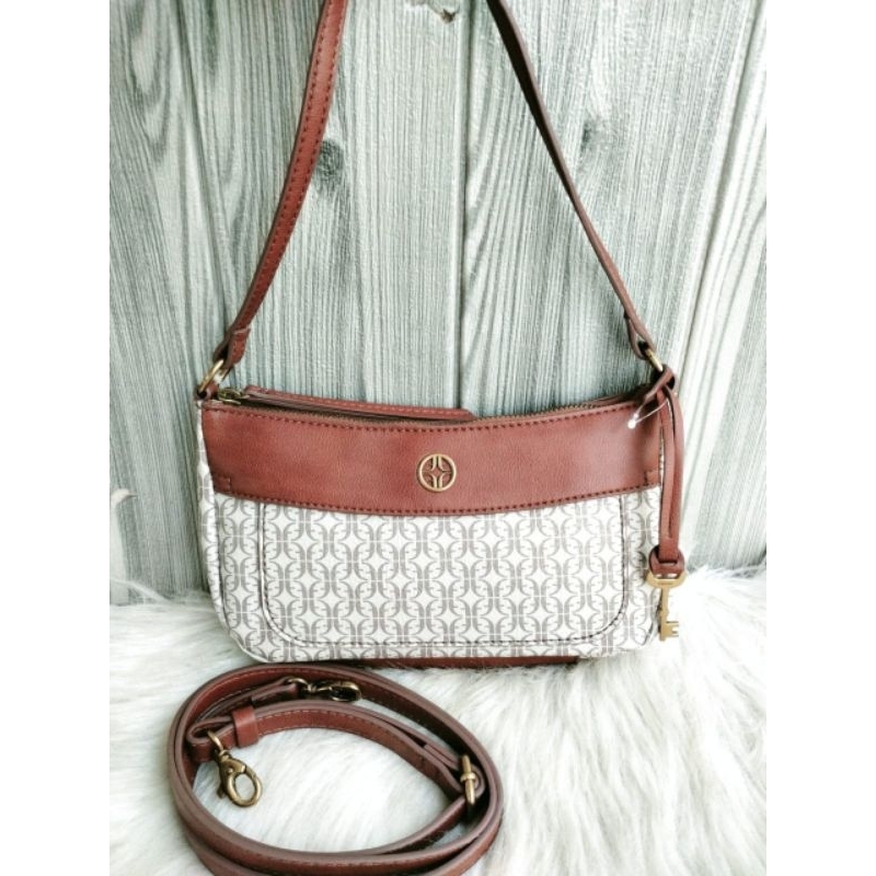 FOSSIL Skylar Baguette crossbody bag Taupe tan