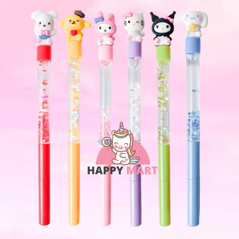 

Pulpen CLEAR AIR GLITTER motif sanrio kuromi / melody / cinnamoroll