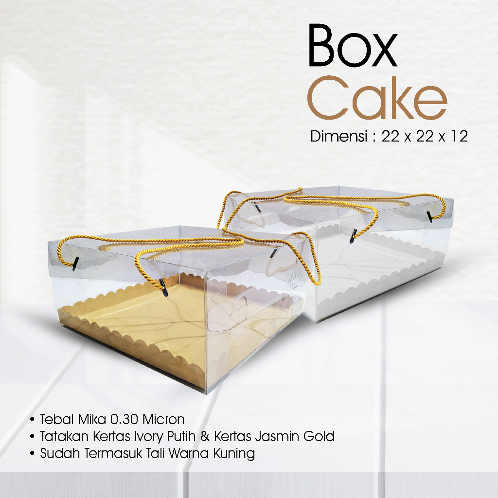 

Kotak Mika Kemasan Kue & Makanan / Hantaran Uk. 22 x 22 x 12 cm ( 0.30 )