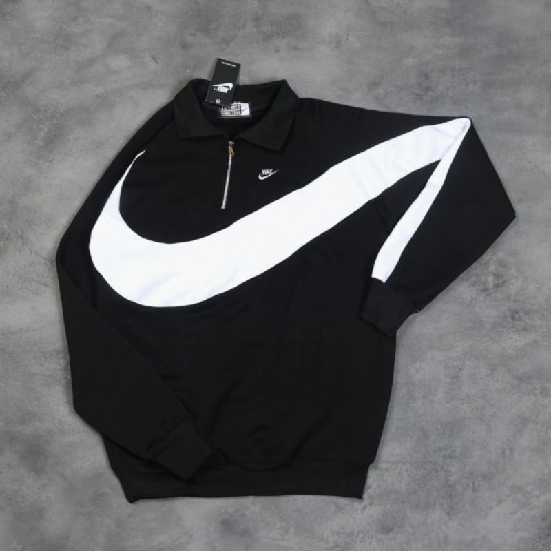 Rugby Halfzip Nike Ceklis Hitam Pria Wanita