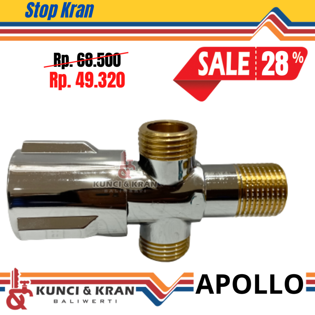 Stop kran Apollo K05 Kuningan 1/2 inch Keran air Stop Keran double
