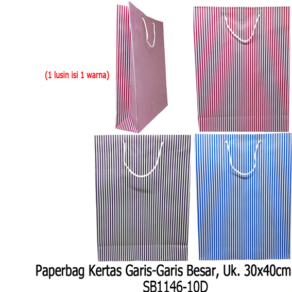 

(12 Pcs) Paper bag Motif Salur Uk L, paper bag kantong kertas, tas souvenir, paperbag ultah