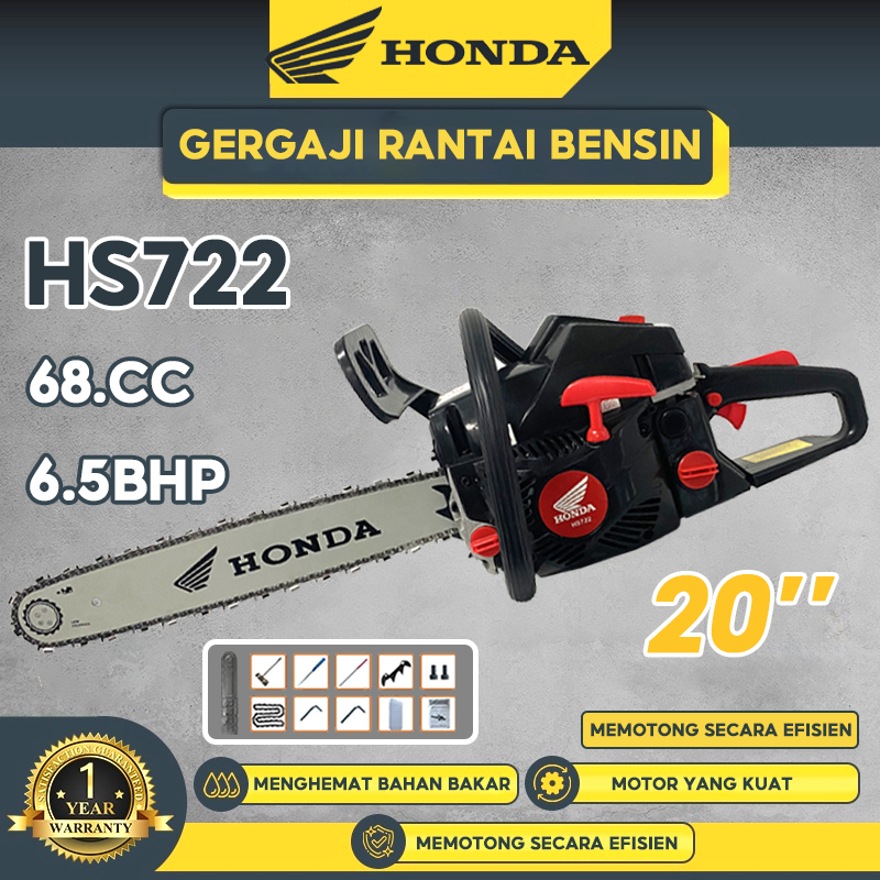 HONDA 20inch Mesin Potong Kayu 68CC Mesin Sinso Senso Chainsaw 2Tak Gergaji Potong Pohon Kayu Gergaj