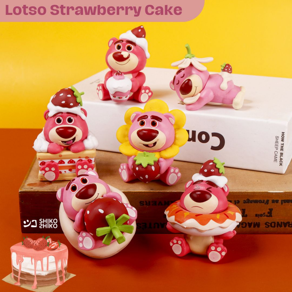 FGlt Figure Lotso Strawberry Cake Toy Story 3 Pink Bear  Small Figur Dekorasi Kue Ulang Tahun Mainan