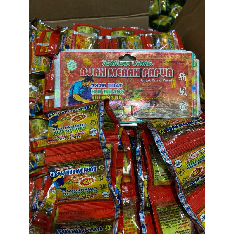 

Buah Merah Papua Asam Urat Flu Tulang 20 Saset Kasiat Terjamin