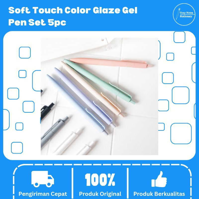 

Soft Touch Color Glaze Gel Pen Set 5pc - Pulpen Tinta Gel - Pulpem Warna Soft Aesthetic